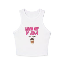 Charger l'image dans la galerie, Racer Tank — "Living Off of Jesus and Coffee" Graphic
