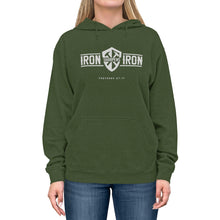 Load image into Gallery viewer, "Iron Sharpens Iron" Shield Unisex Lightweight Hoodie
