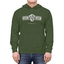 Load image into Gallery viewer, "Iron Sharpens Iron" Shield Unisex Lightweight Hoodie
