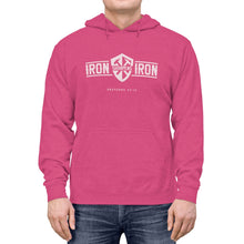 Load image into Gallery viewer, "Iron Sharpens Iron" Shield Unisex Lightweight Hoodie
